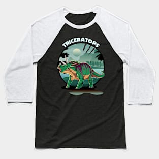 Triceratops Dinosaur Design With Background Baseball T-Shirt